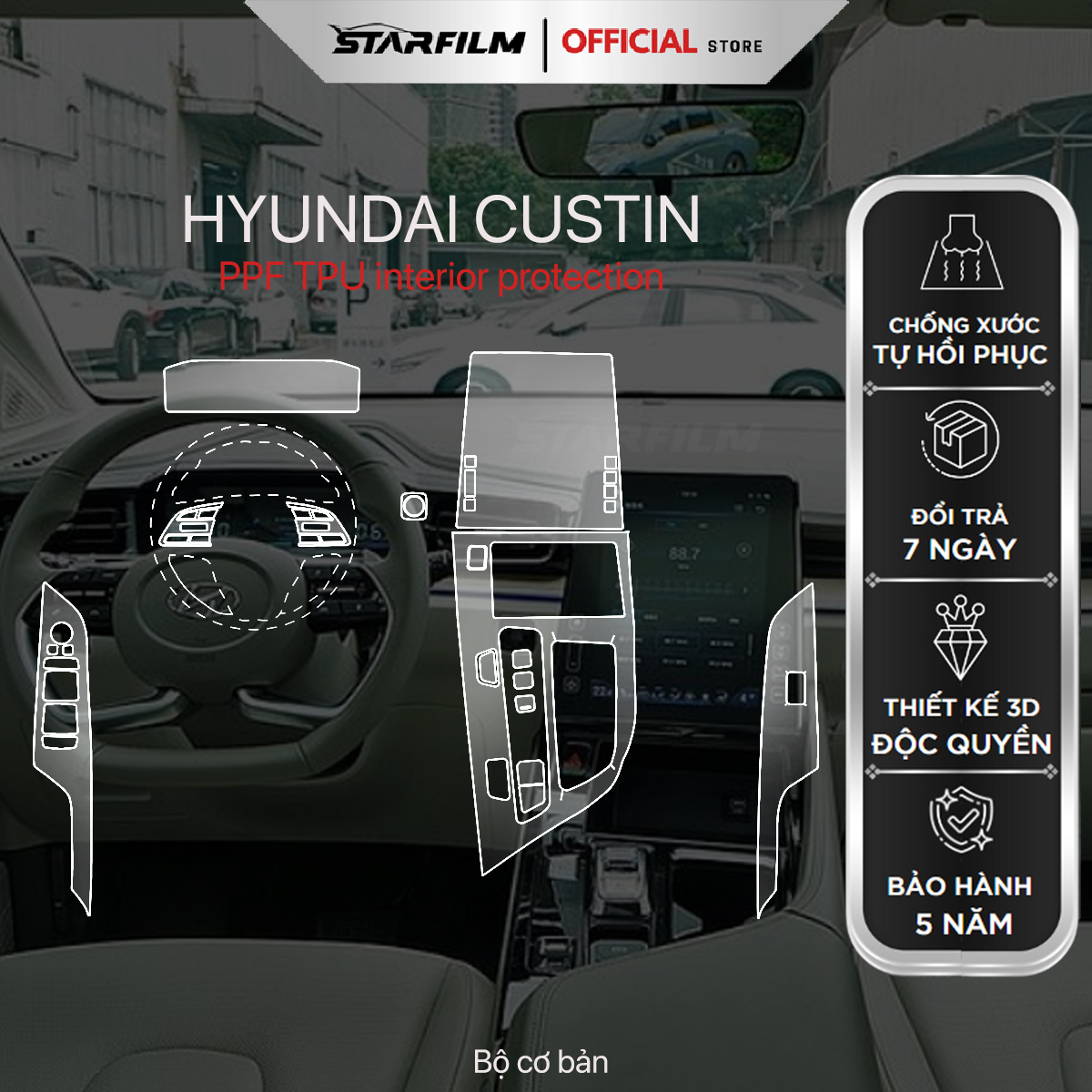 Hyundai Custin PPF TPU nội thất chống xước tự hồi phục STARFILM
